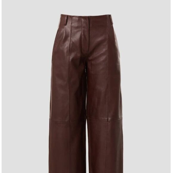 Veda Brown Leather Trousers EUC size 12 - Picture 1 of 15